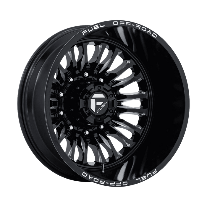 22" Fuel ARC D868 10x225 Gloss Black And Milled Dually Wheels