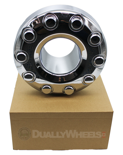 Spike Dually Wheel Rim Chrome Lug Nut Kit - 14mm X 1.5 With Flat Seat Washer & Center Cap Set