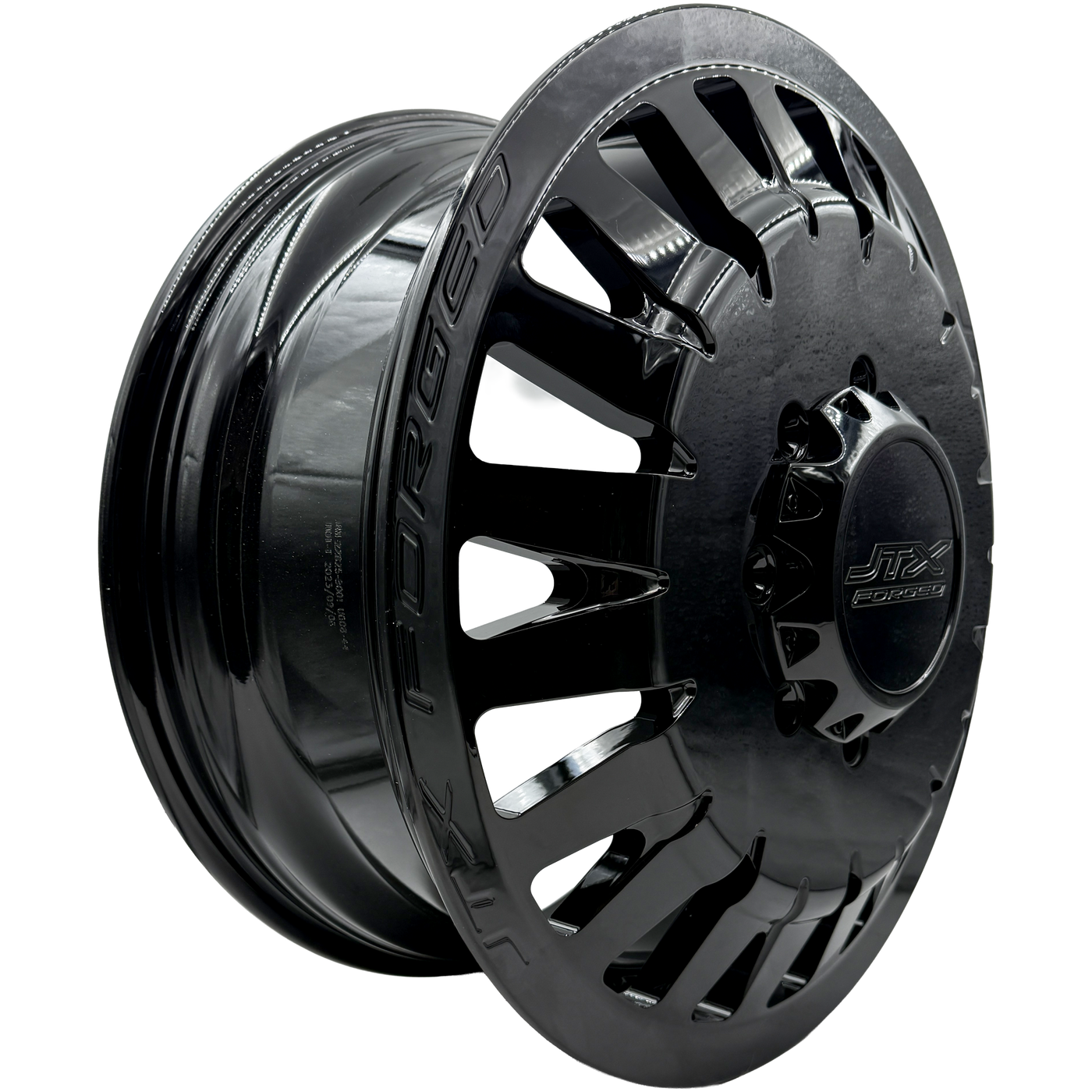 JTX Forged Ballistic Gloss Black Dually Wheels — Dually Wheels Canada