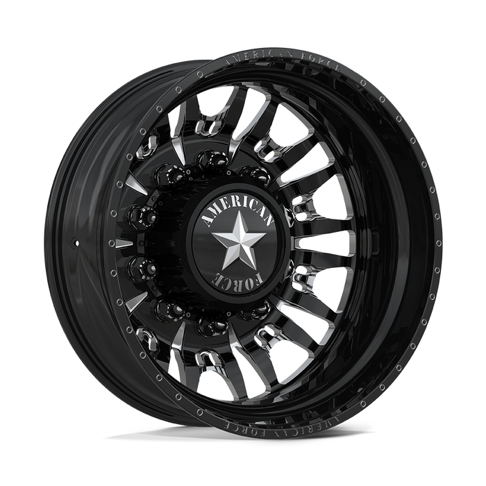 American Force Notch 22x8.25 Gloss Black And Machined Dually Wheels