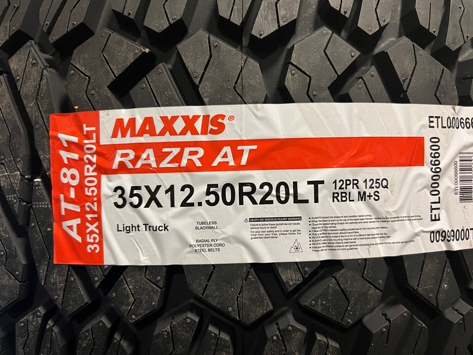 35x12.50R20LT Maxxis RAZR A/T 125Q Load F/12 Ply Tires (Set of 6)